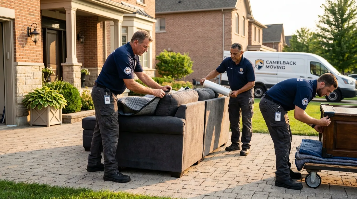 Large estate moving crew wrapping furniture in Morris, IL