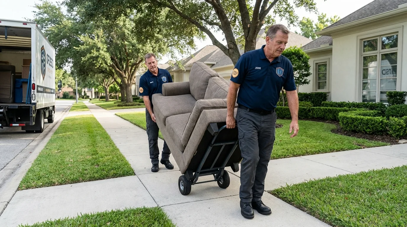 Local residential moving crew loading furniture in Morris, IL